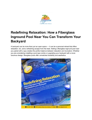 Redefining Relaxation- How a Fiberglass Inground Pool Near You Can Transform Your Backyard