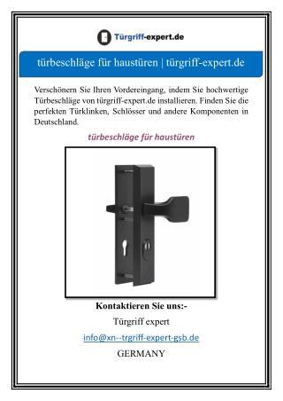 türbeschläge für haustüren | türgriff-expert.de