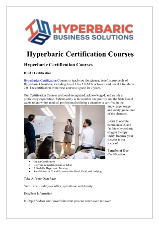 hyperbaric certification courses