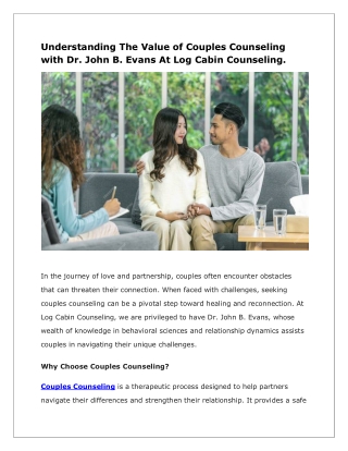 Couples Counseling – Log Cabin Counseling