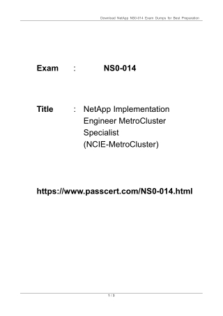 download netapp ns0 014 exam dumps for best