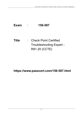 download checkpoint 156 587 exam dumps for best