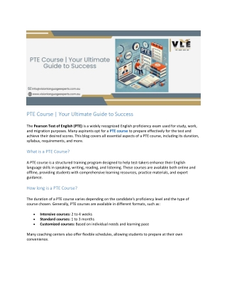 PTE Course | Your Ultimate Guide to Success