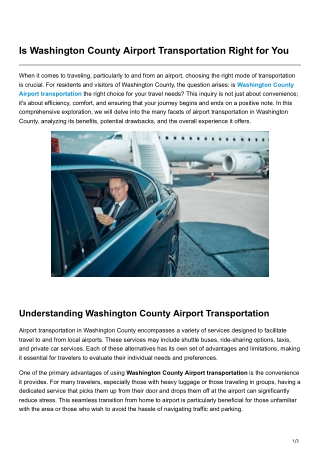 Is Washington County Airport Transportation Right for You