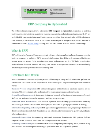 Expert ERP Software Company in Hyderabad Streamline Your Business