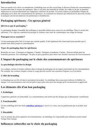 L'impact du packaging sur le choix des consommateurs de spiritueux