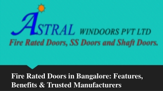 Fire Rated Doors in Bangalore: Features, Benefits & Trusted Manufacturers