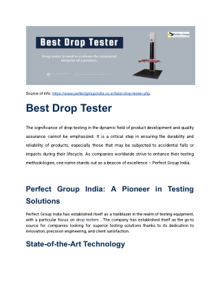 Best Drop Tester
