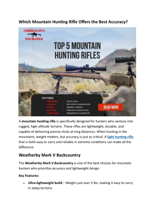 Which Mountain Hunting Rifle Offers the Best Accuracy