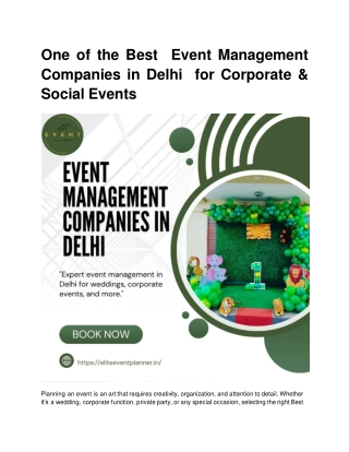 One of the Best  Event Management Companies in Delhi  for Corporate & Social Events