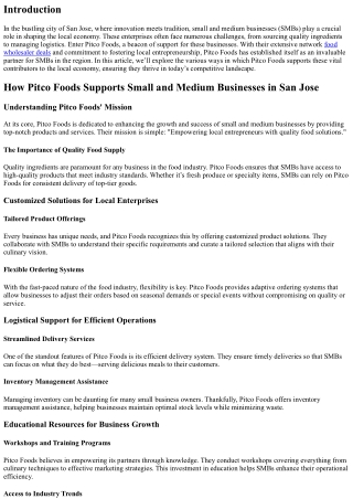 How Pitco Foods Supports Small and Medium Businesses in San Jose