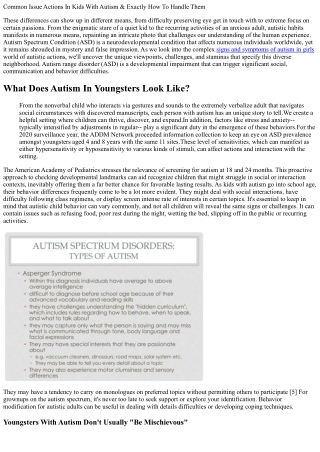 What Are The Behavioral Features Of Children With Autism