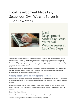 local development made easy setup your