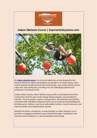 indoor obstacle course experientialsystems com