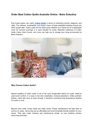 Order Best Cotton Quilts Australia Online - Boho Eclectica
