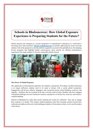 Schools in Bhubaneswar  How Global Exposure Experience is Preparing Students for the Future.docx