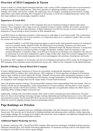 overview of seo companies in tucson