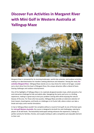 Discover Fun Activities in Margaret River with Mini Golf in Western Australia at Yallingup Maze