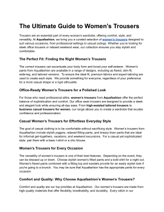 The Ultimate Guide to Women’s Trousers