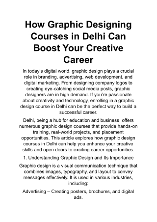 Graphic Design Course in Delhi