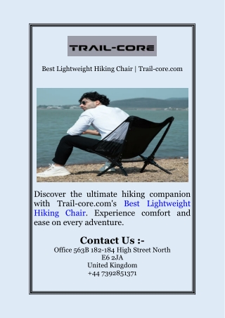 Best Lightweight Hiking Chair | Trail-core.com