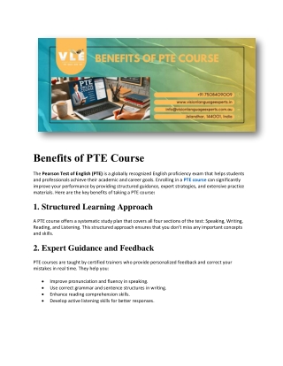 Benefits of PTE Course