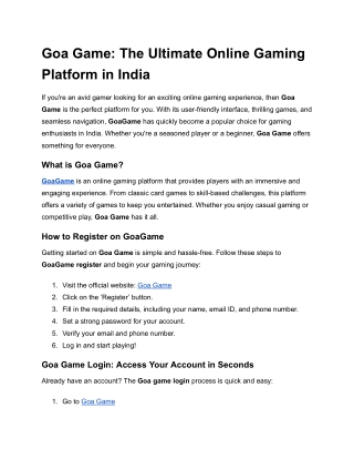 Goa Game_ The Ultimate Online Gaming Platform in India