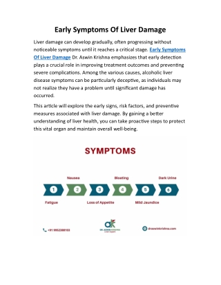 Early Symptoms Of Liver Damage