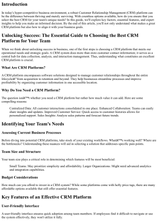 Unlocking Success: The Essential Guide to Choosing the Best CRM Platform for You