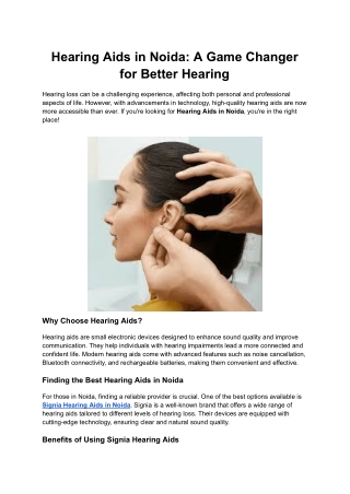Hearing Aids in Noida