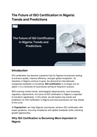 the future of iso certification in nigeria trends