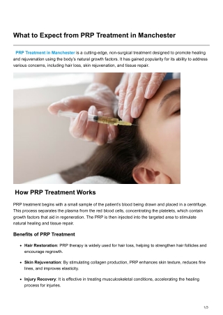 What to Expect from PRP Treatment in Manchester