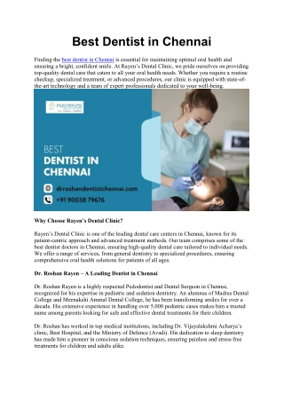 Best Dentist in Chennai