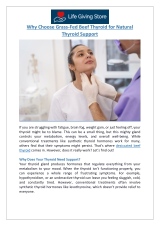 Why Grass-Fed Beef Thyroid is the Best Natural Thyroid Support