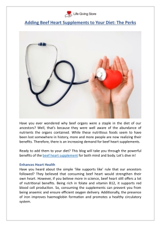 Boost Heart, Immunity & Skin Health with Beef Heart Supplements