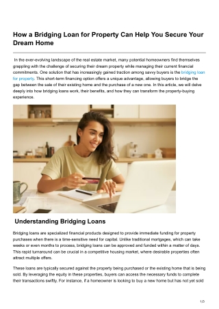 How a Bridging Loan for Property Can Help You Secure Your Dream Home