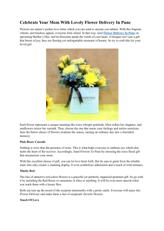 Celebrate Your Mom With Lovely Flower Delivery In Pune