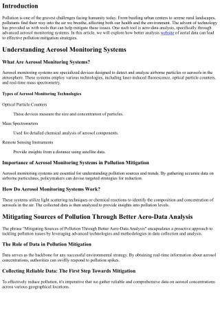 Mitigating Sources of Pollution Through Better Aero-Data Analysis.