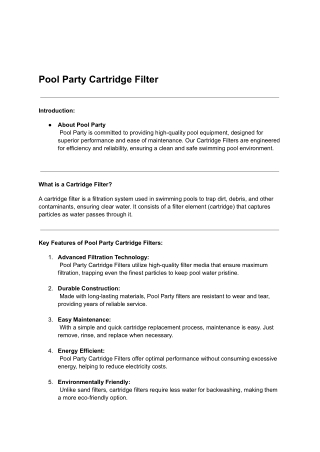 pool party cartridge filter