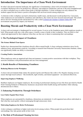 introduction the importance of a clean work