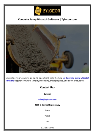Concrete Pump Dispatch Software  Zylocon.com