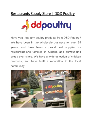 Restaurants Supply Store