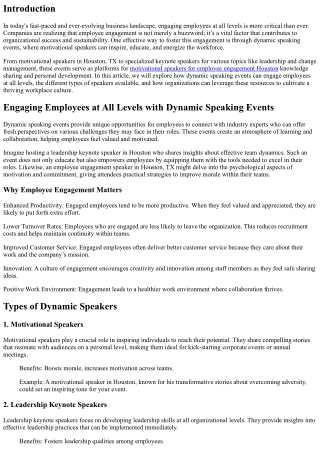 Engaging Employees at All Levels with Dynamic Speaking Events