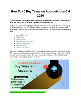 How To 40 Buy Telegram Accounts Usa Old 2020