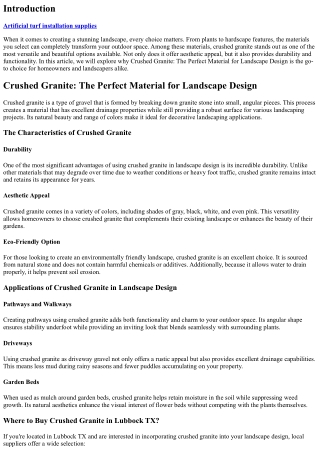 Crushed Granite: The Perfect Material for Landscape Design
