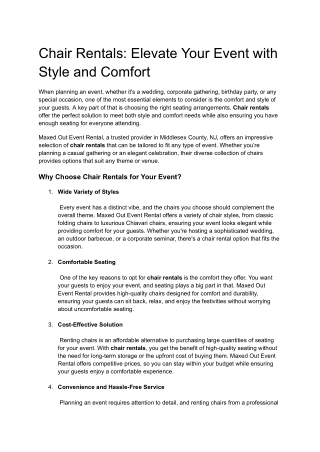 Chair Rentals_ Elevate Your Event with Style and Comfort