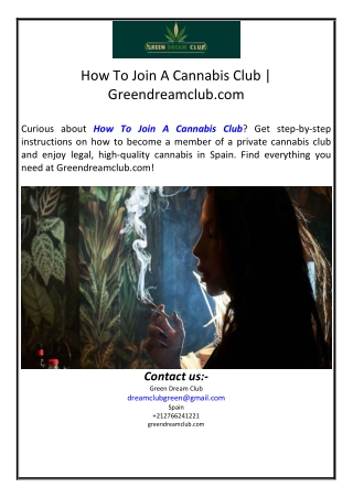 How To Join A Cannabis Club | Greendreamclub.com