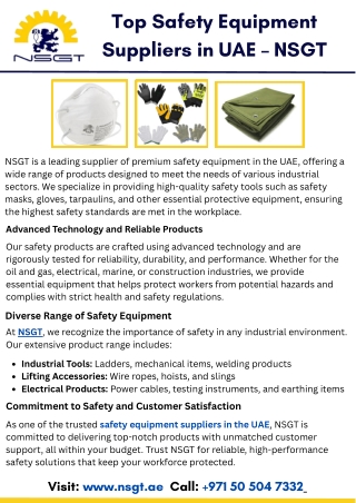 Top Safety Equipment Suppliers in UAE – NSGT