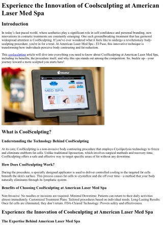 experience the innovation of coolsculpting