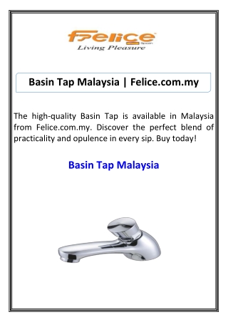 Basin Tap Malaysia Felice.com.my